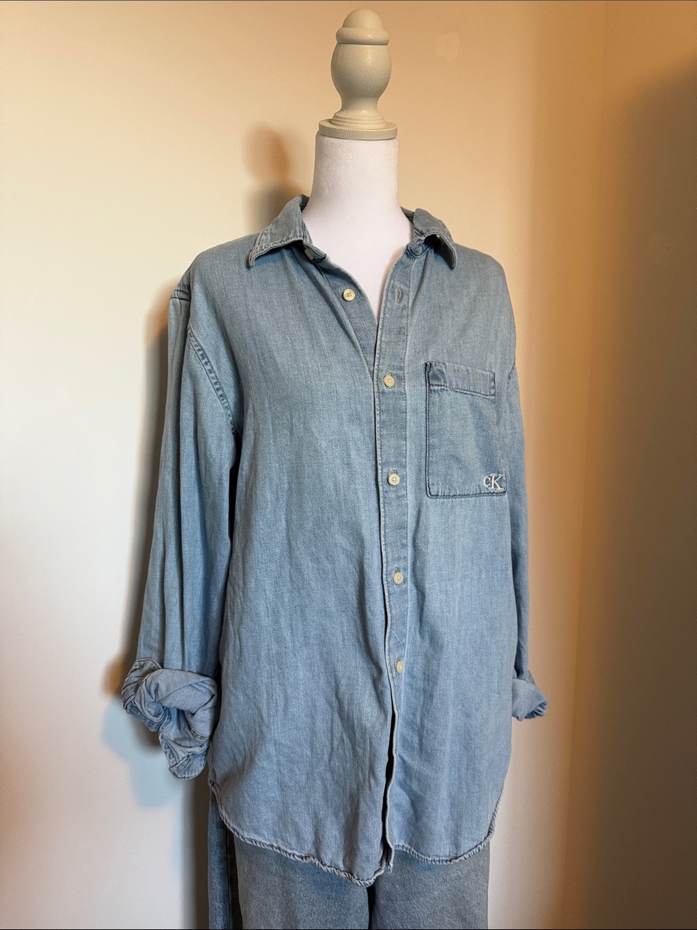 Calvin Klein Soft Light Blue Denim Button-Down Shirt